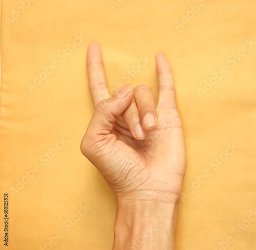 hand of a person, Male left hand counting one isolated. © pheng