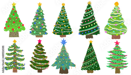 set of christmas trees