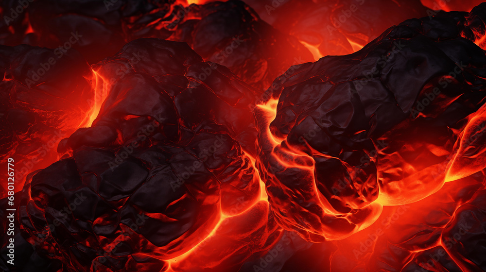 Molten lava in the volcano crater close up Molten lava in the volcano crater close up