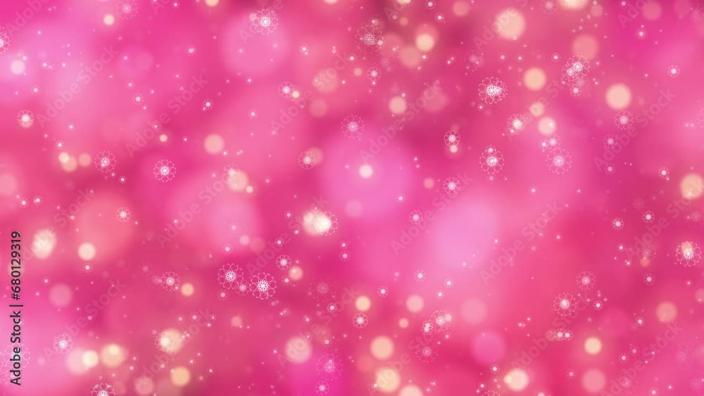 4K Seamless Loop beautiful glow pink bokeh snowflakes motion abstract on pink background for christmas new.Animation 3d Abstract motion flash background for intro title greeting holiday festive New ye 4K Seamless Loop beautiful glow pink bokeh snowflakes motion abstract on pink background for christmas new.Animation 3d Abstract motion flash background for intro title greeting holiday festive New ye