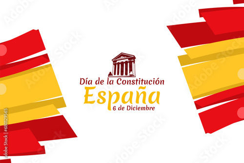 Translation: December 6, Constitutional day of Spain. vector illustration. Suitable for greeting card, poster and banner.