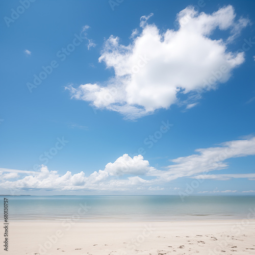a beach with blue sky and clouds