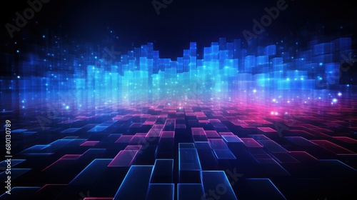 A visually dazzling and fascinating abstract background that depicts the moving energy and energy of technological particles in the virtual and digital world