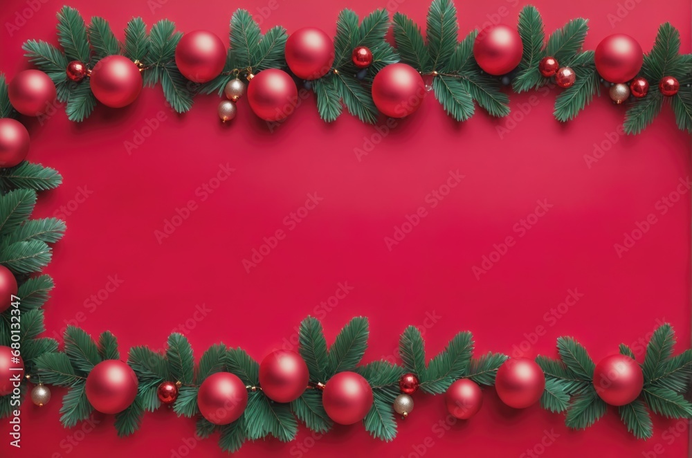Christmas background with copy space. Top view New Years' card illustration with presents and pine Tree Christmas background with copy space. Top view New Years' card illustration with presents and pine Tree