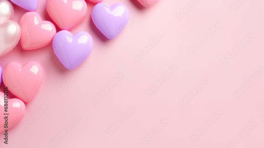 Bright balls on a pink background with copyspace