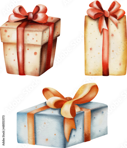 Watercolor Christmas ornament for decoration, Christmas Decoration set