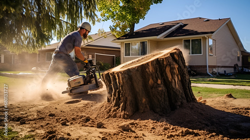 arborist performing stump removal