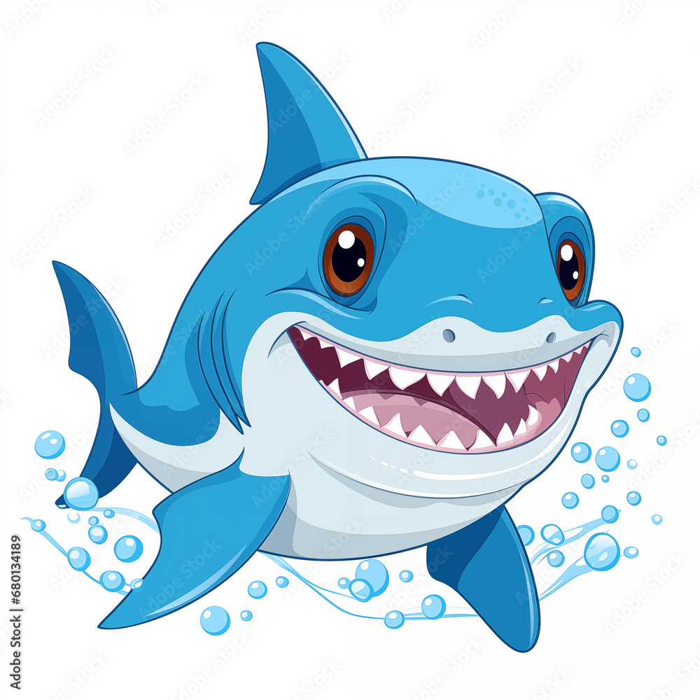Cartoon Shark Ocean Fish With Big Sharp Teeth Cartoon Shark Ocean Fish With Big Sharp Teeth