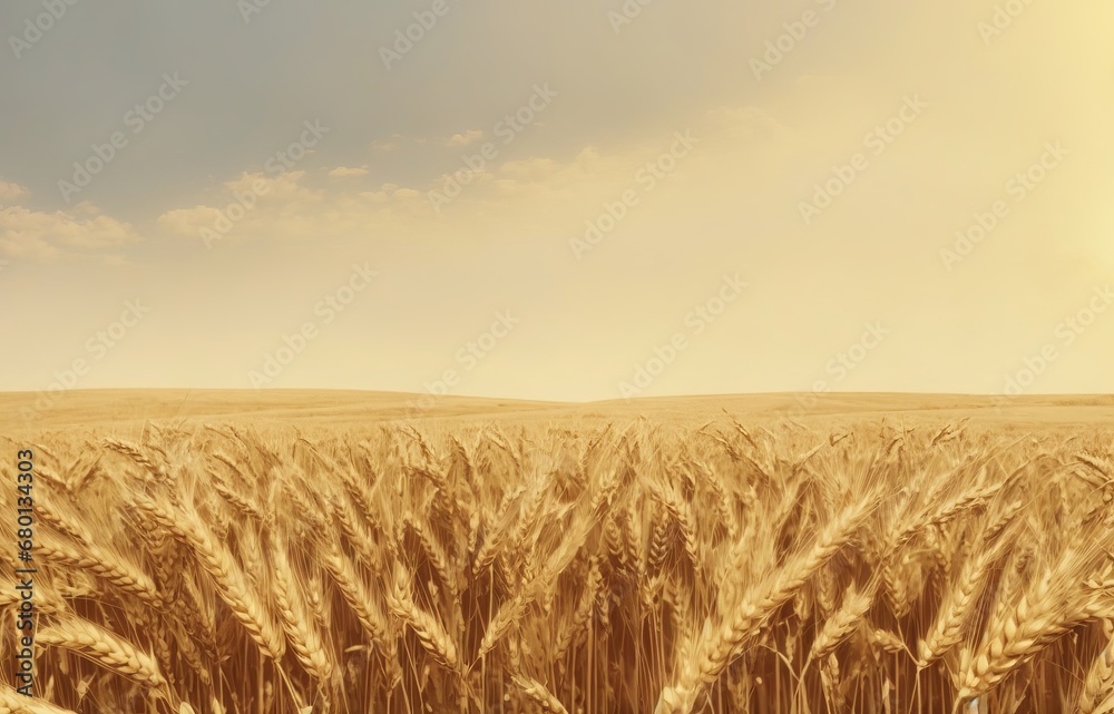 Wheat field poster with copy space Generative