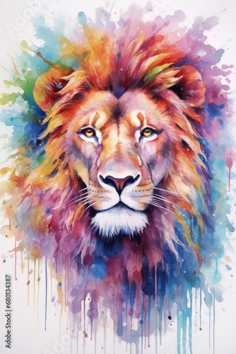 color lion head illustration