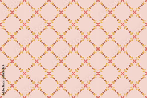 Diagonal cross-grid pattern, repeat and seamless, geometric and floral element for textile, tile, wallpaper or wrapping