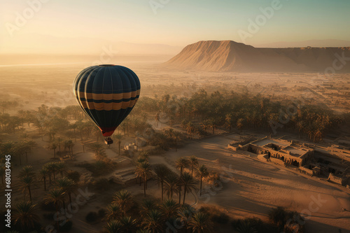 A hot air balloon rising in the sky, AI generated photo