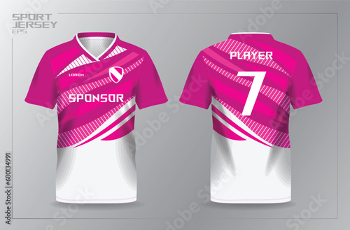 pink jersey for sport apparel and team uniform shirt template