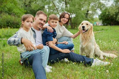 family with dog