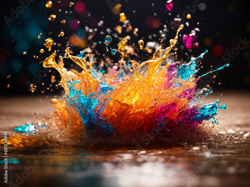 Abstract colorful splash 3d background with vibrant wave pattern generative ai
