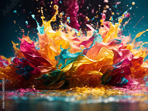 Abstract colorful splash 3d background with vibrant wave pattern generative ai