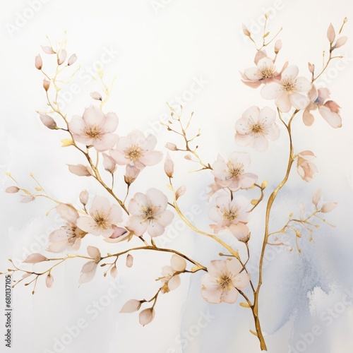 Luxurious golden flower branch background. Printing, greeting cards, wallpapers, background, banners