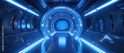 Blue perspective space stage science fiction background material