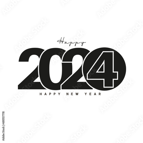 2024,Happy New year With colorful truncated number poster illustration