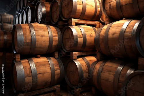 Wine barrels in wine-vaults