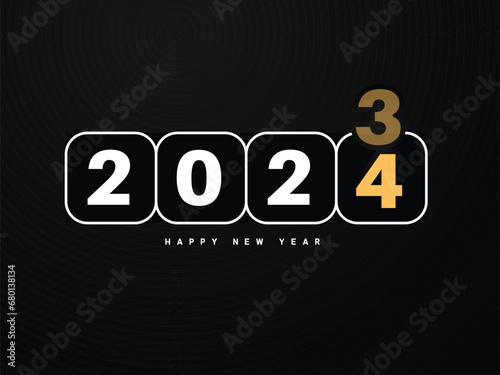 2024,Happy New year With colorful truncated number poster illustration