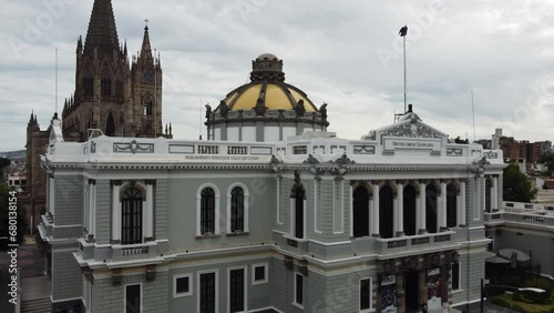buildings with art nouveau style and in the background the expiatory of the city of Guadalajara photo