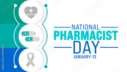 National Pharmacist day background design template use to background, banner, placard, card, book cover,  and poster design template with text inscription and standard color. vector