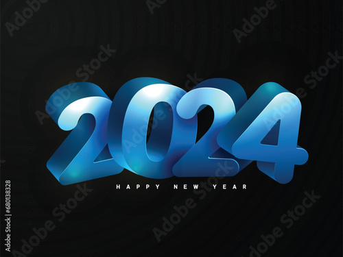 2024,Happy New year With colorful truncated number poster illustration