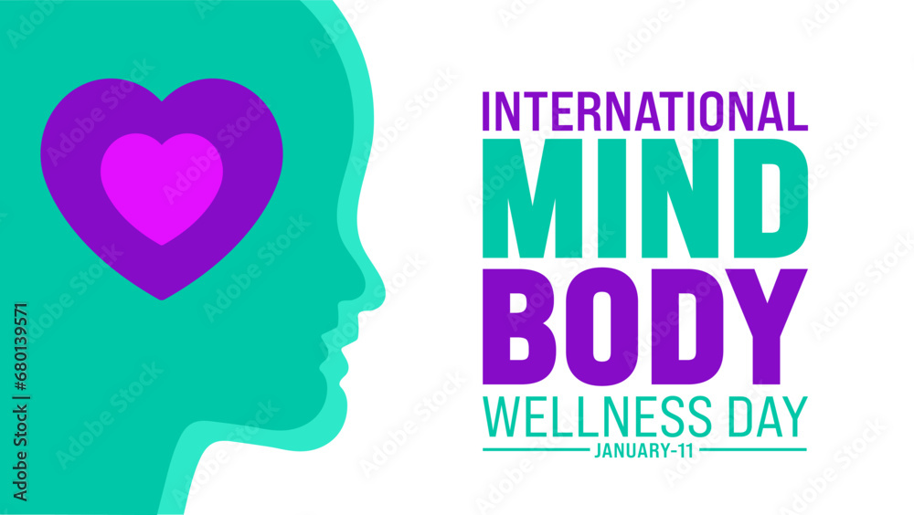 International Mind Body wellness day background design template use to background, banner, placard, card, book cover,  and poster design template with text inscription and standard color. vector