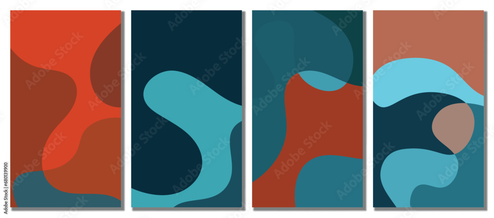 Abstract wavy set background. Design with dark color. Vector illustration.