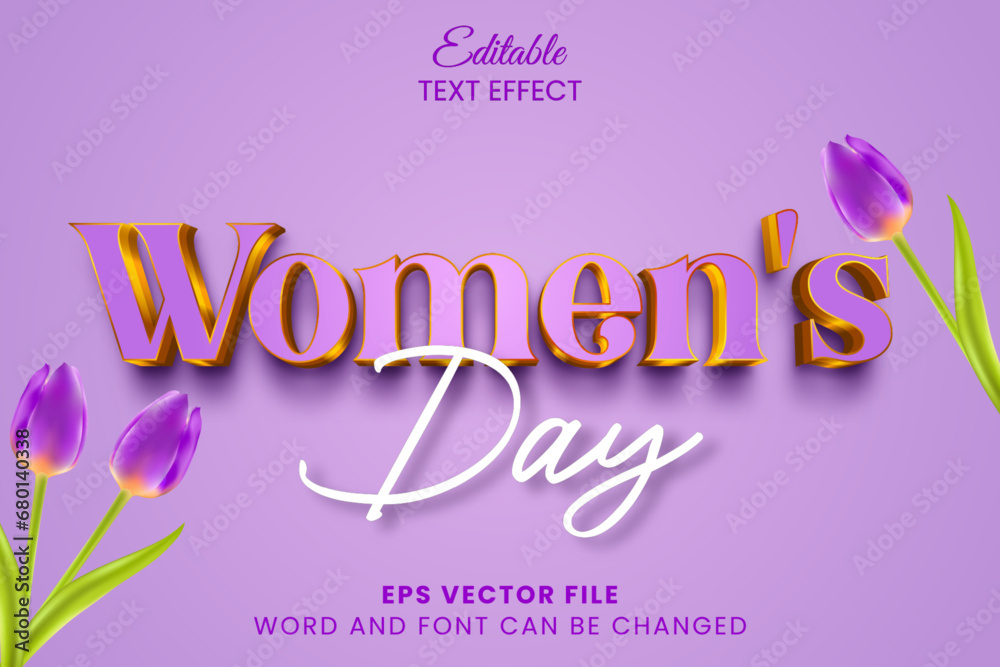 International Women's day celebration editable vector text effect