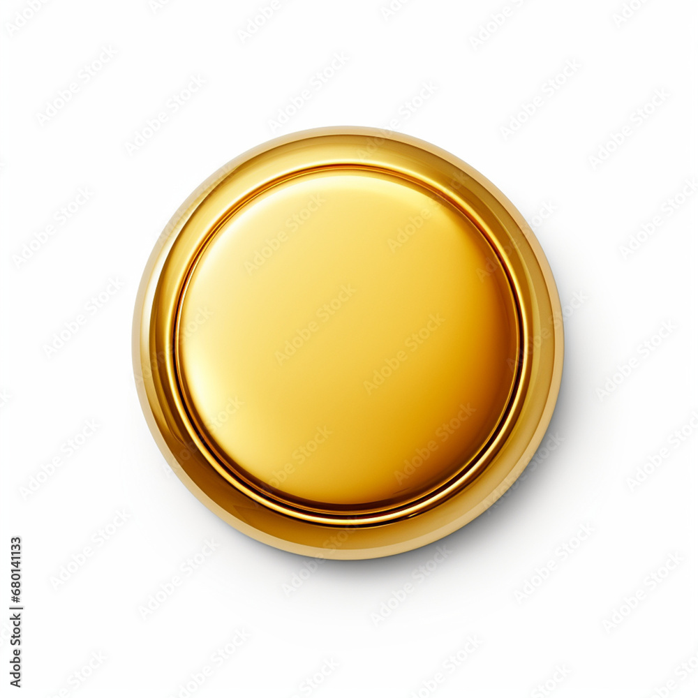 golden button on a white background created with Generative Ai golden button on a white background created with Generative Ai