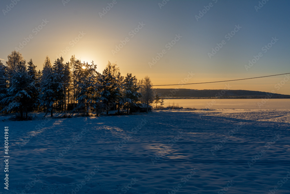 Magnificent winter landscape on a cold day