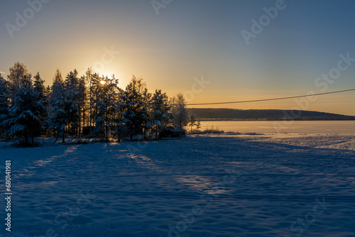 Magnificent winter landscape on a cold day