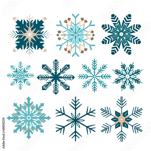 Set of watercolor snowflakes vector.