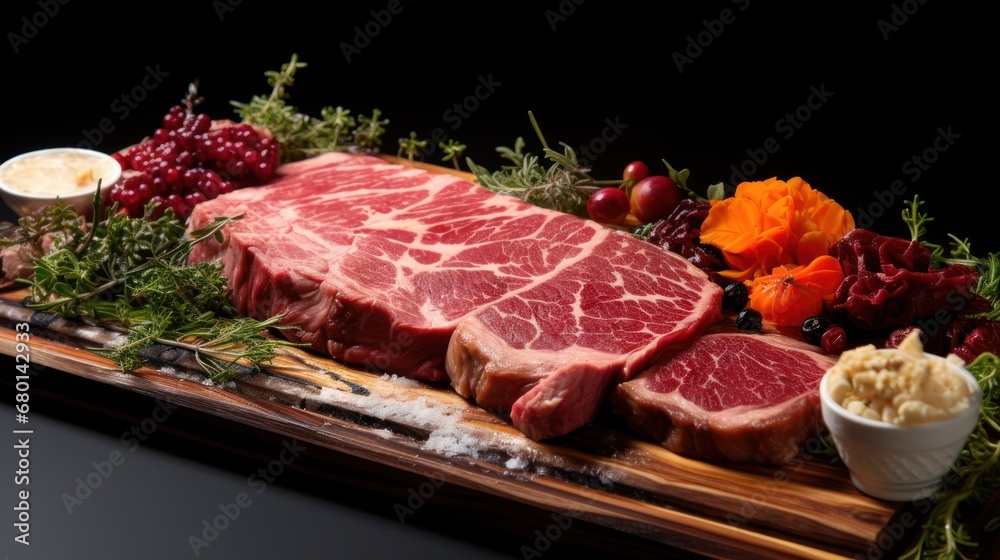 Rib eye steak with bone beef marbled meat UHD wallpaper
