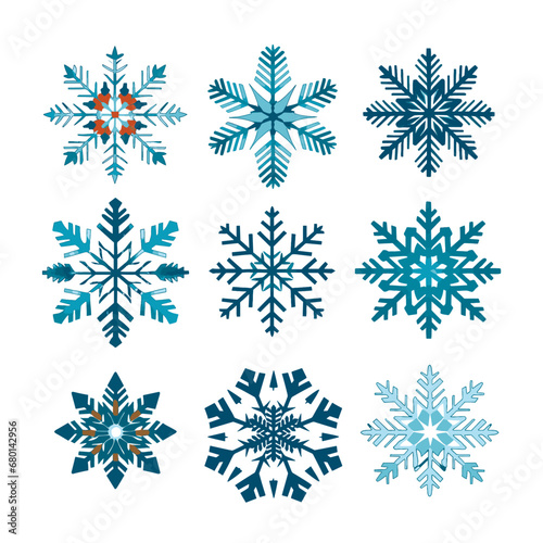 Set of watercolor snowflakes vector.