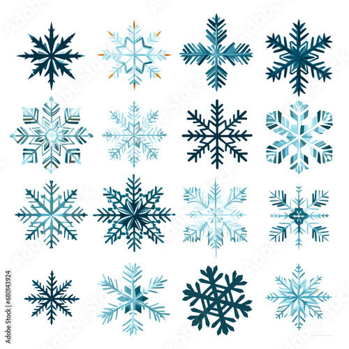 Set of watercolor snowflakes vector.
