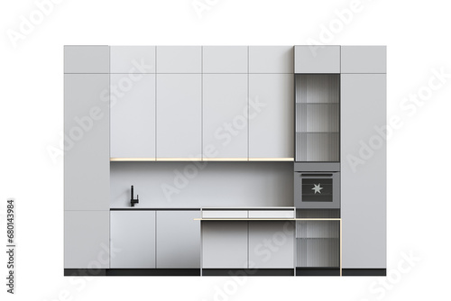 Kitchen furniture isolated on transparent background, 3d illustration, cg render