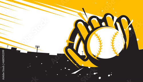 Baseball glove with ball on abstract background. The sports concept.