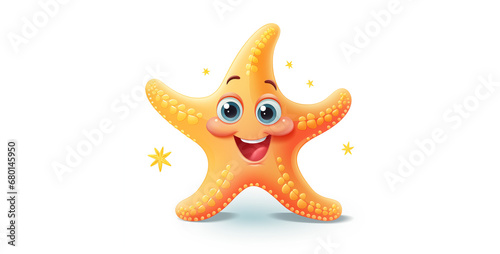 cartoon starfish with white background  starfish isolated. Generative Ai content
