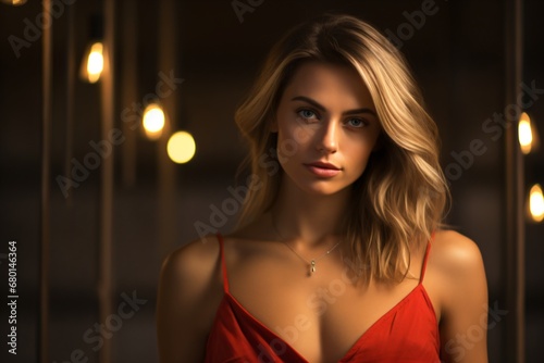 Portrait of a fashion model at a night event