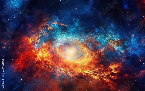 The beauty of space. The vastness of starry space. Wallpaper. Cosmic background of supernova nebula and stars, glowing mysterious universe