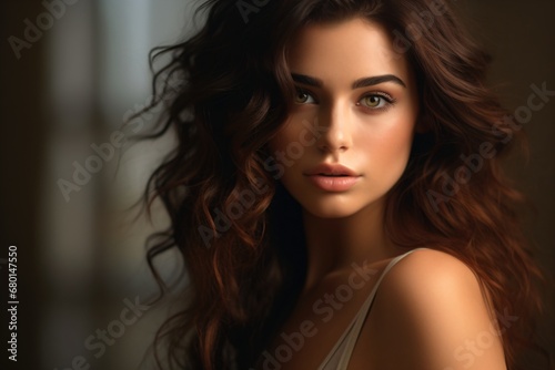 Portrait photography of a beautiful and sensual brunette girl