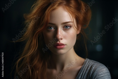 Portrait photography of a beautiful redhead woman