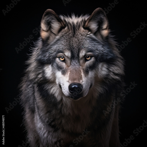 A dominant alpha wolf, showcasing its powerful rule and unstoppable dignity created with Generative Ai © Andrii Yablonskyi
