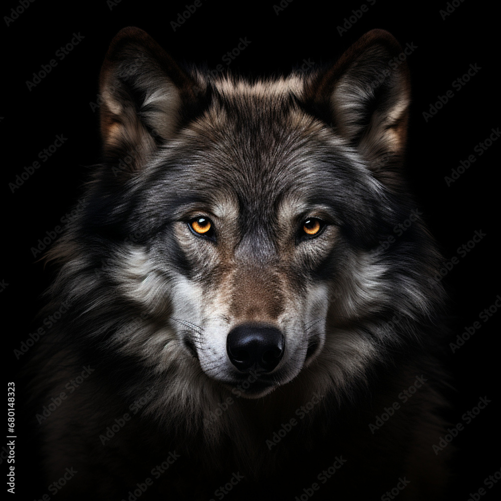 A dominant alpha wolf, showcasing its powerful rule and unstoppable dignity created with Generative Ai A dominant alpha wolf, showcasing its powerful rule and unstoppable dignity created with Generative Ai