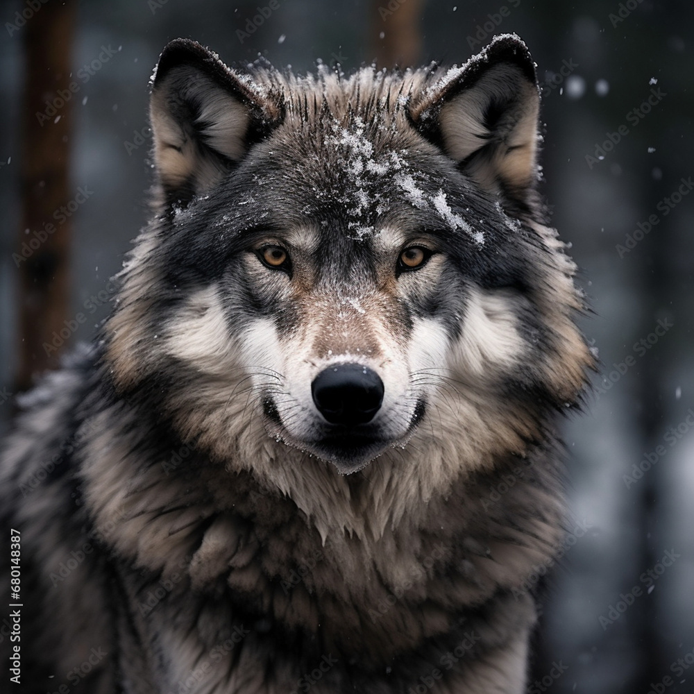 A dominant alpha wolf, showcasing its powerful rule and unstoppable dignity created with Generative Ai