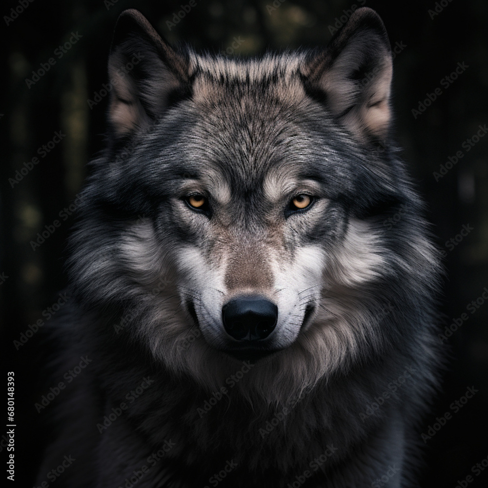 A dominant alpha wolf, showcasing its powerful rule and unstoppable dignity created with Generative Ai A dominant alpha wolf, showcasing its powerful rule and unstoppable dignity created with Generative Ai