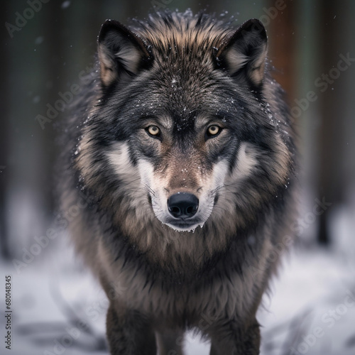 A dominant alpha wolf  showcasing its powerful rule and unstoppable dignity created with Generative Ai